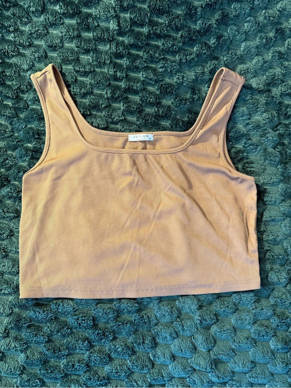 Ribbed Square-Neck Crop Top in Taupe